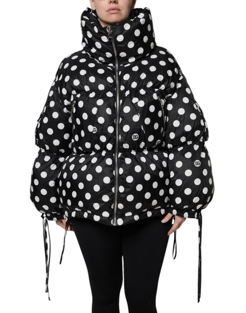 Dolce & Gabbana Black White Polka Dot Full Zip Puffer Jacket - ClickThatClicks 