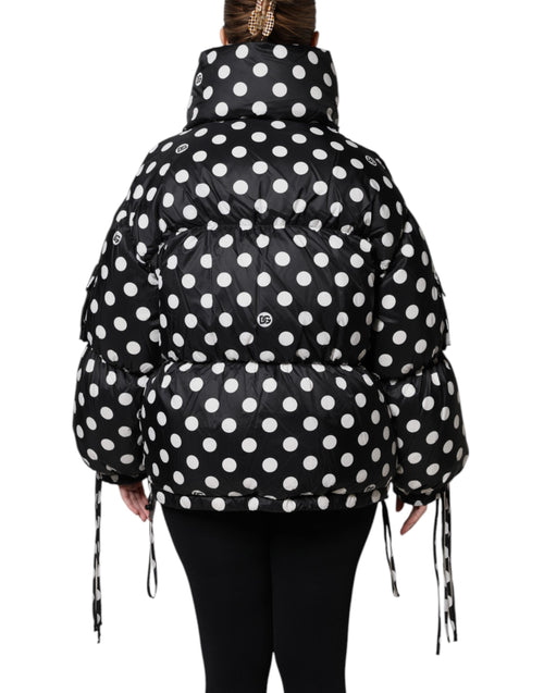 Dolce & Gabbana Black White Polka Dot Full Zip Puffer Jacket - ClickThatClicks 