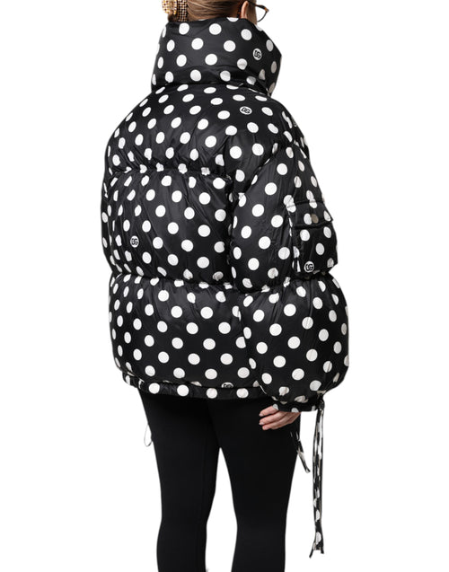 Dolce & Gabbana Black White Polka Dot Full Zip Puffer Jacket - ClickThatClicks 