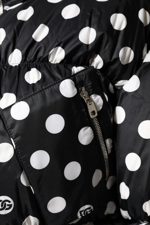 Dolce & Gabbana Black White Polka Dot Full Zip Puffer Jacket - ClickThatClicks 