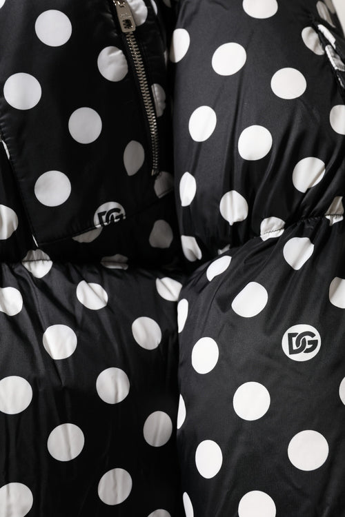 Dolce & Gabbana Black White Polka Dot Full Zip Puffer Jacket - ClickThatClicks 