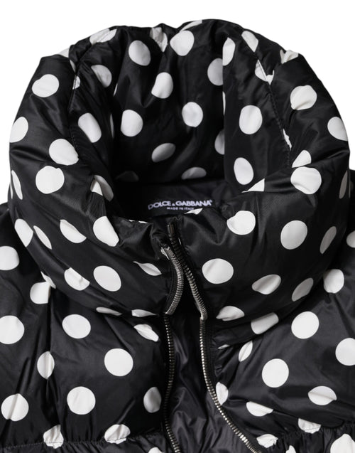 Dolce & Gabbana Black White Polka Dot Full Zip Puffer Jacket - ClickThatClicks 