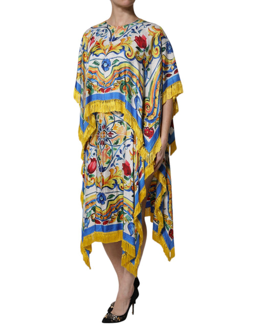 Dolce & Gabbana Multicolor Majolica Kaftan Short Sleeves Maxi Dress - ClickThatClicks 
