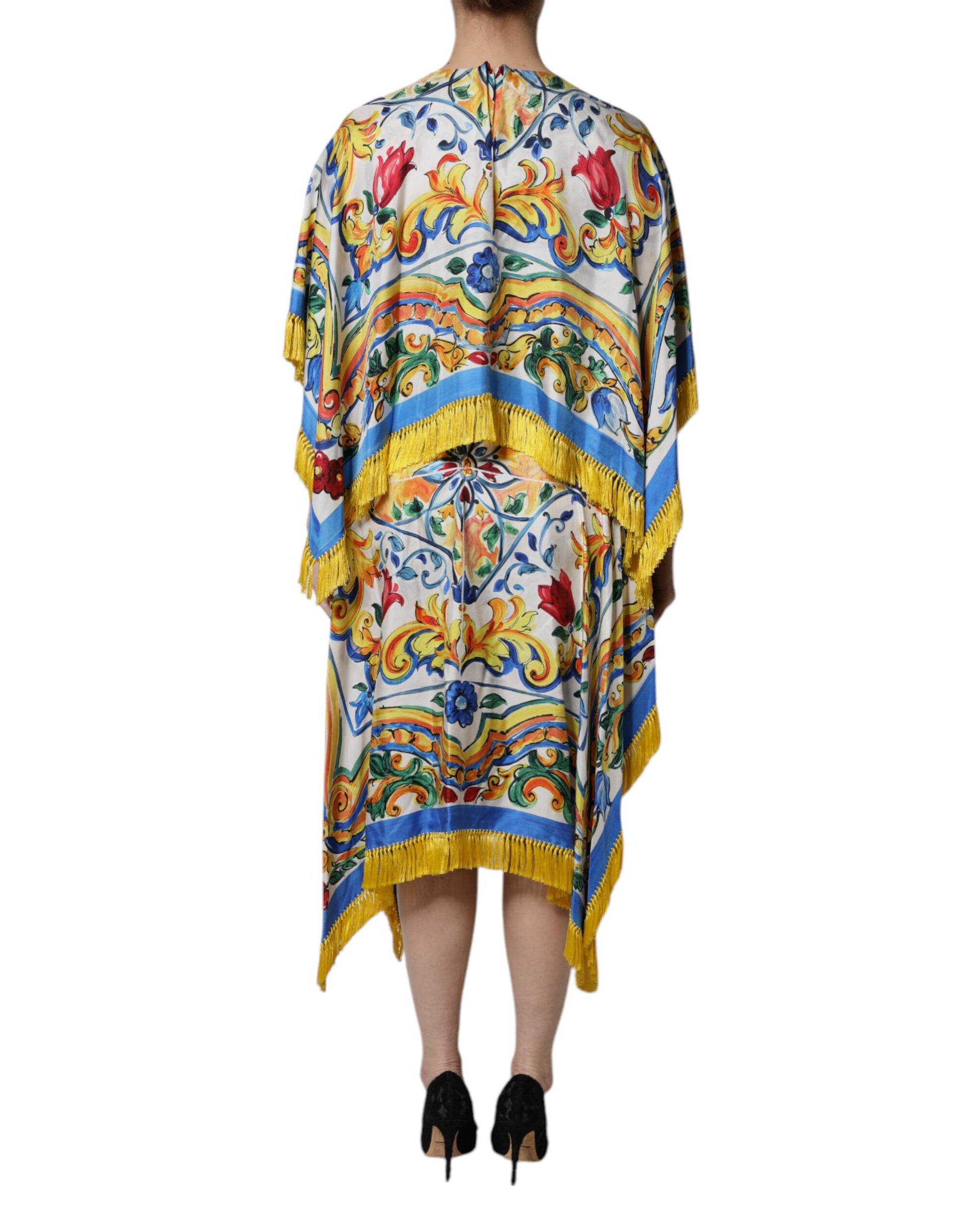 Dolce & Gabbana Multicolor Majolica Kaftan Short Sleeves Maxi Dress - ClickThatClicks 