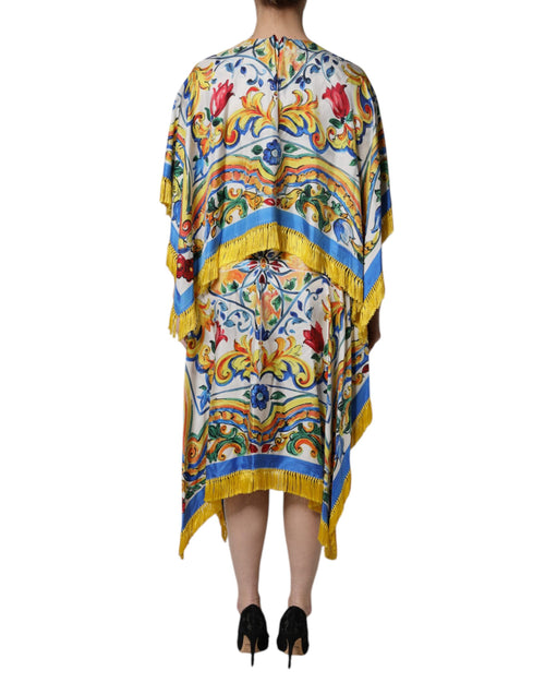 Dolce & Gabbana Multicolor Majolica Kaftan Short Sleeves Maxi Dress - ClickThatClicks 
