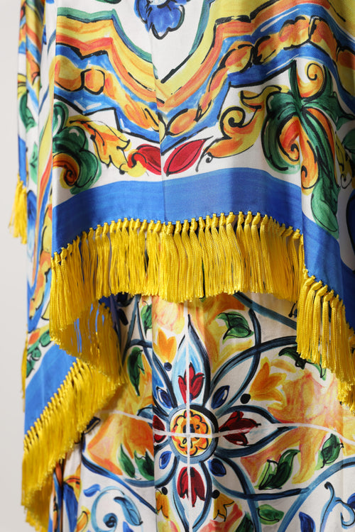 Dolce & Gabbana Multicolor Majolica Kaftan Short Sleeves Maxi Dress - ClickThatClicks 