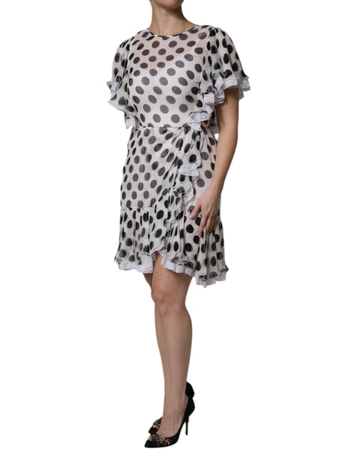Dolce & Gabbana White Polka Dotted Silk Blend A-line Dress - ClickThatClicks 