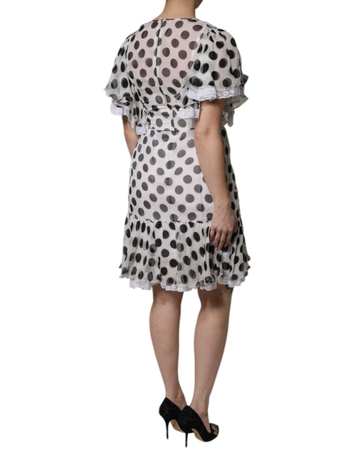 Dolce & Gabbana White Polka Dotted Silk Blend A-line Dress - ClickThatClicks 