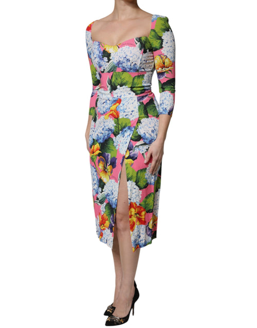 Dolce & Gabbana Multicolor Floral Side Slit Midi Dress - ClickThatClicks 