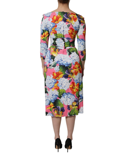 Dolce & Gabbana Multicolor Floral Side Slit Midi Dress - ClickThatClicks 