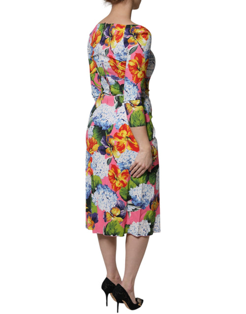 Dolce & Gabbana Multicolor Floral Side Slit Midi Dress - ClickThatClicks 