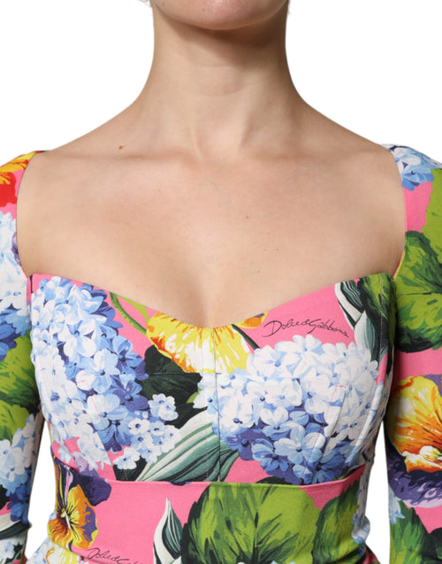 Dolce & Gabbana Multicolor Floral Side Slit Midi Dress - ClickThatClicks 