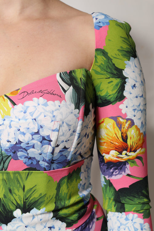 Dolce & Gabbana Multicolor Floral Side Slit Midi Dress - ClickThatClicks 