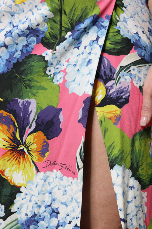 Dolce & Gabbana Multicolor Floral Side Slit Midi Dress - ClickThatClicks 