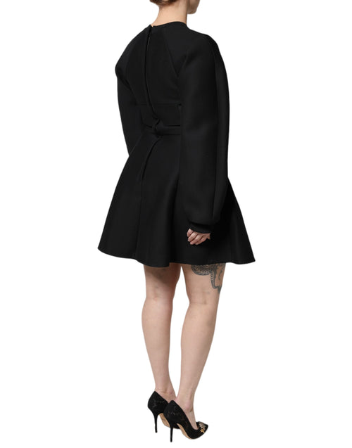 Dolce & Gabbana Black Cotton Long Sleeves A-line Mini Dress - ClickThatClicks 
