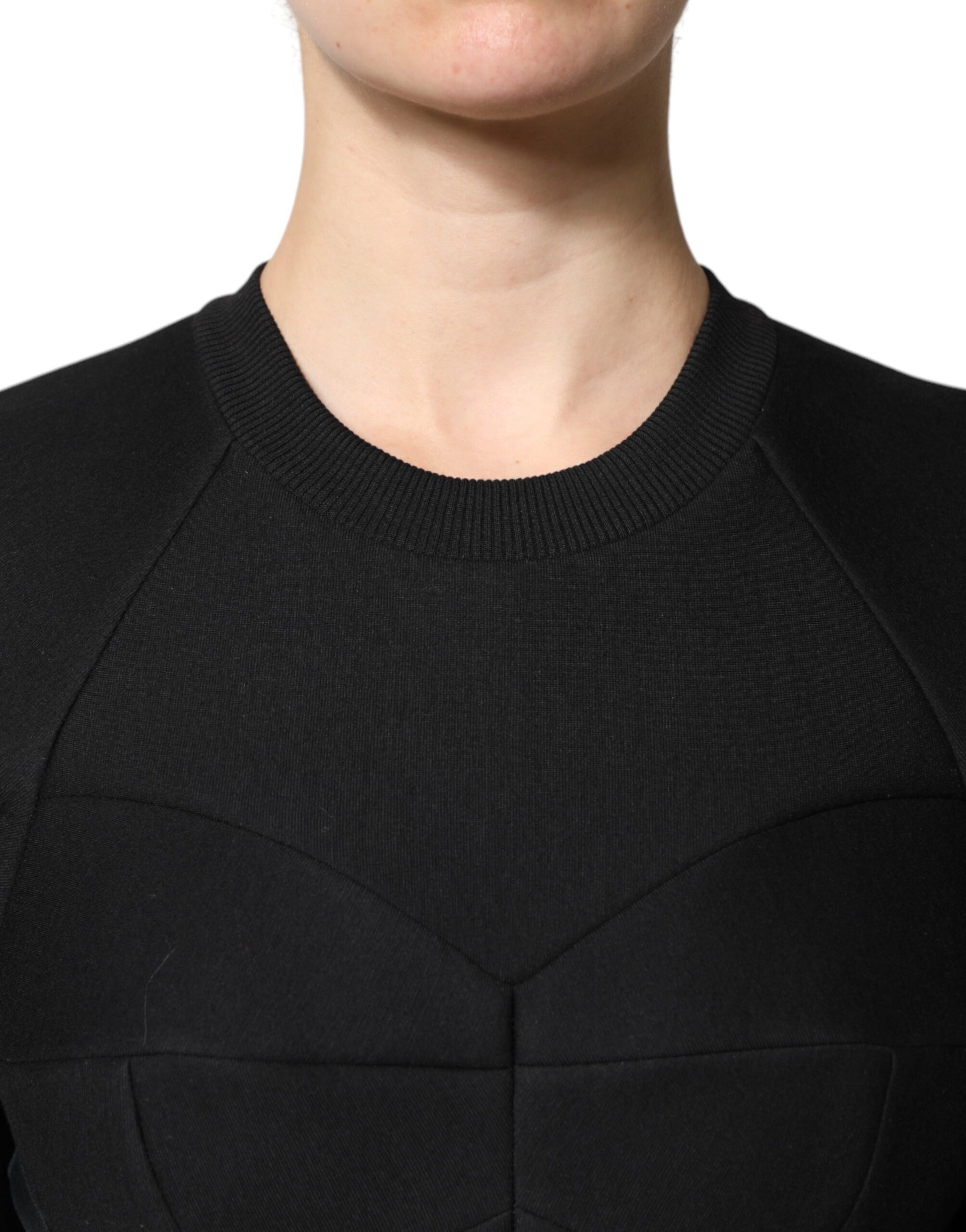 Dolce & Gabbana Black Cotton Long Sleeves A-line Mini Dress - ClickThatClicks 