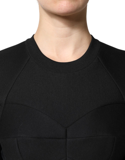 Dolce & Gabbana Black Cotton Long Sleeves A-line Mini Dress - ClickThatClicks 