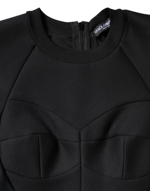 Dolce & Gabbana Black Cotton Long Sleeves A-line Mini Dress - ClickThatClicks 