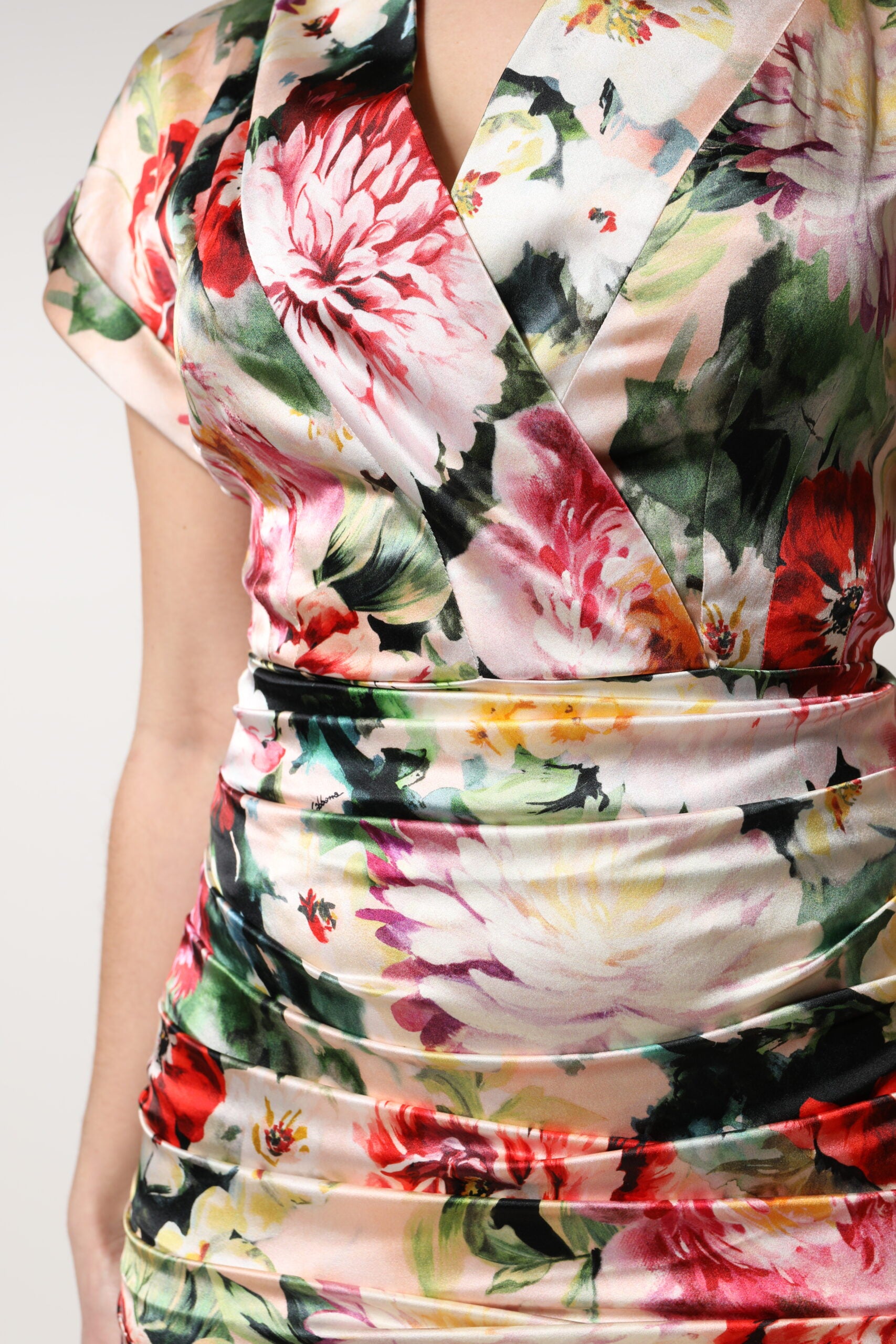 Dolce & Gabbana Multicolor Floral Short Sleeves Sheath Midi Dress - ClickThatClicks 