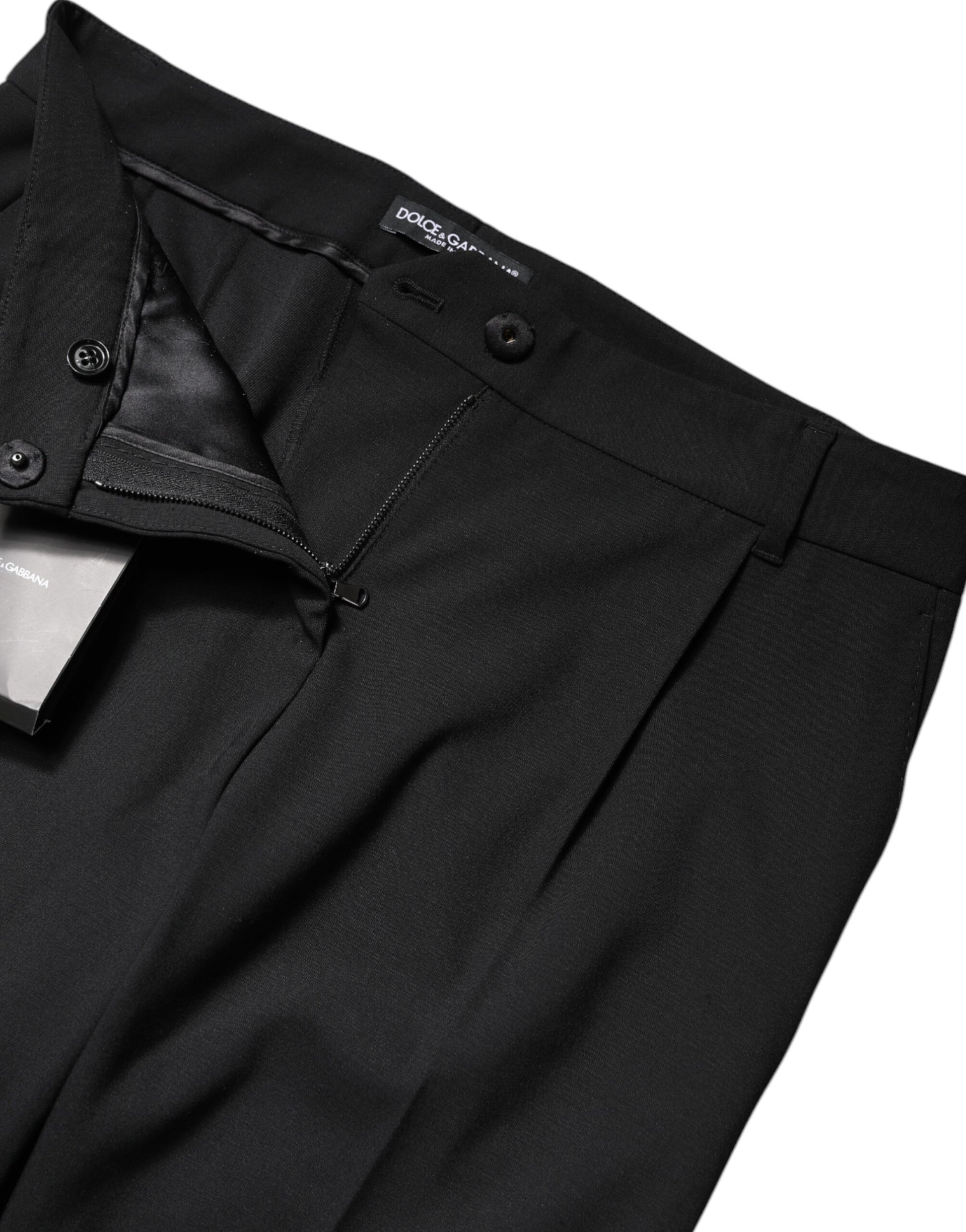 Dolce & Gabbana Black Wool High Waist Boot Cut Dress Pants - ClickThatClicks 