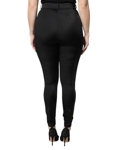Dolce & Gabbana Black Nylon High Waist Slim Fit Pants - ClickThatClicks 
