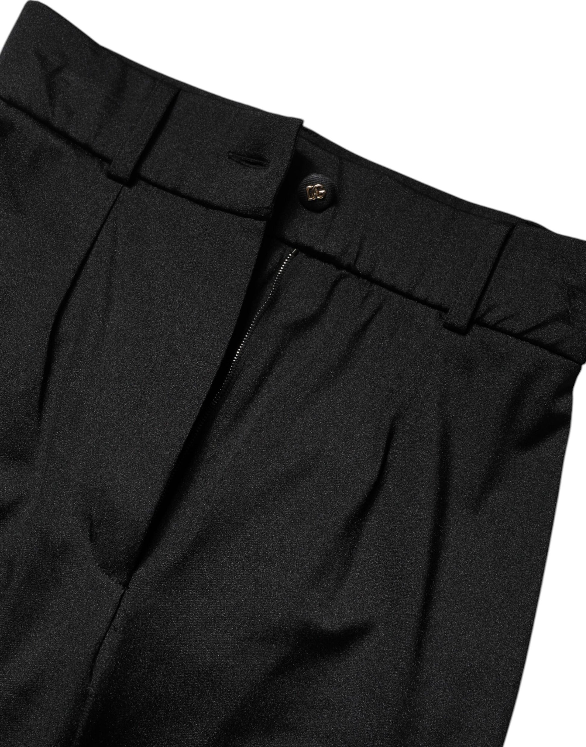 Dolce & Gabbana Black Nylon High Waist Slim Fit Pants - ClickThatClicks 