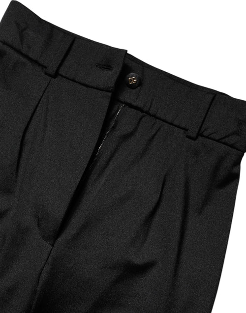 Dolce & Gabbana Black Nylon High Waist Slim Fit Pants - ClickThatClicks 
