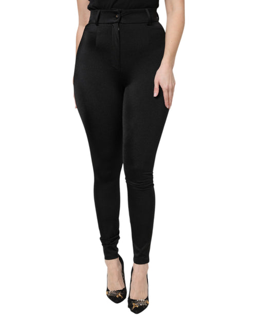 Dolce & Gabbana Black Nylon High Waist Slim Fit Pants - ClickThatClicks 
