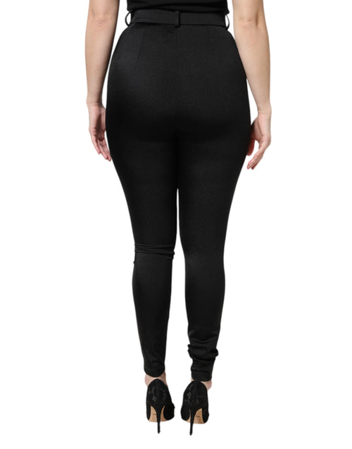 Dolce & Gabbana Black Nylon High Waist Slim Fit Pants - ClickThatClicks 