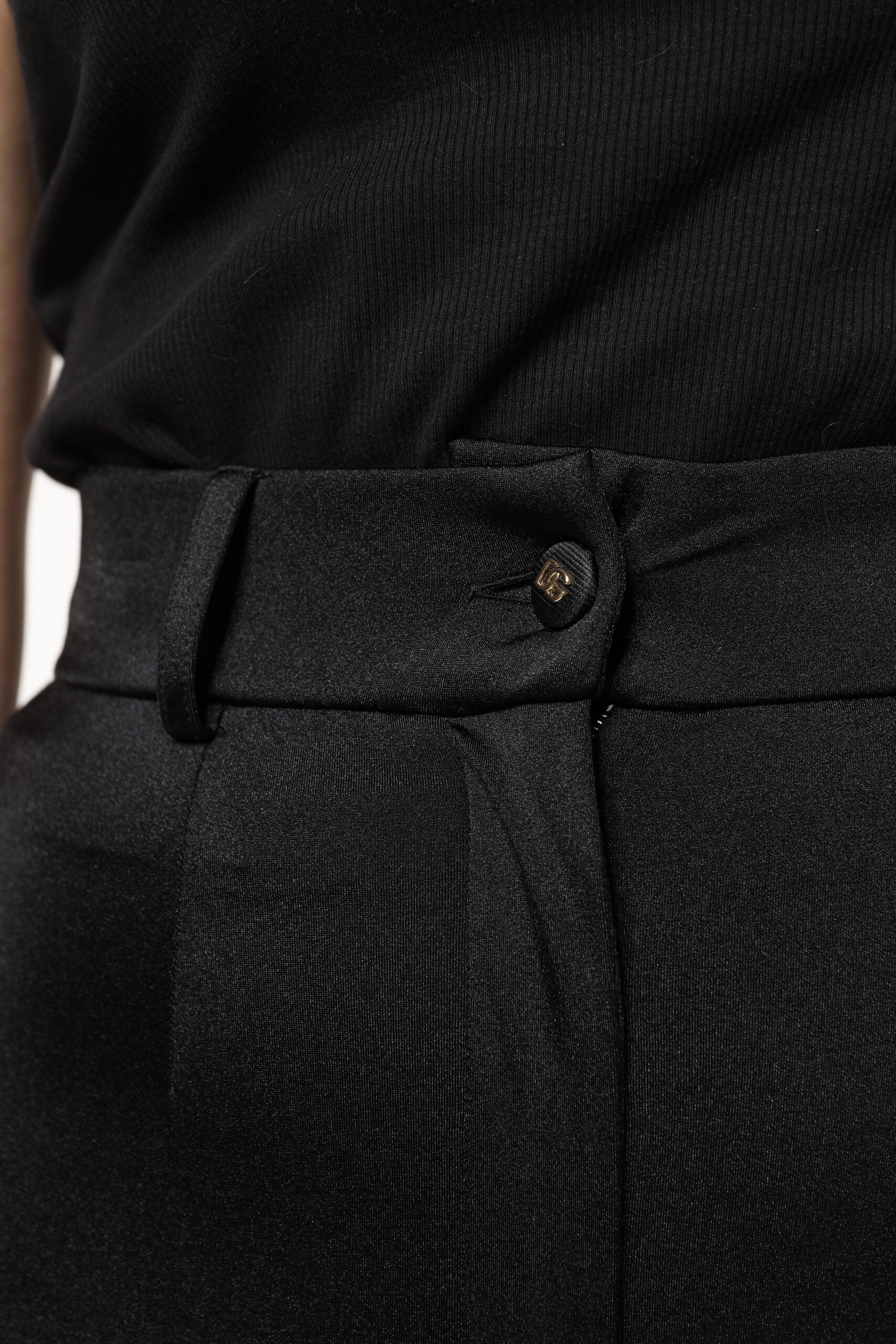Dolce & Gabbana Black Nylon High Waist Slim Fit Pants - ClickThatClicks 