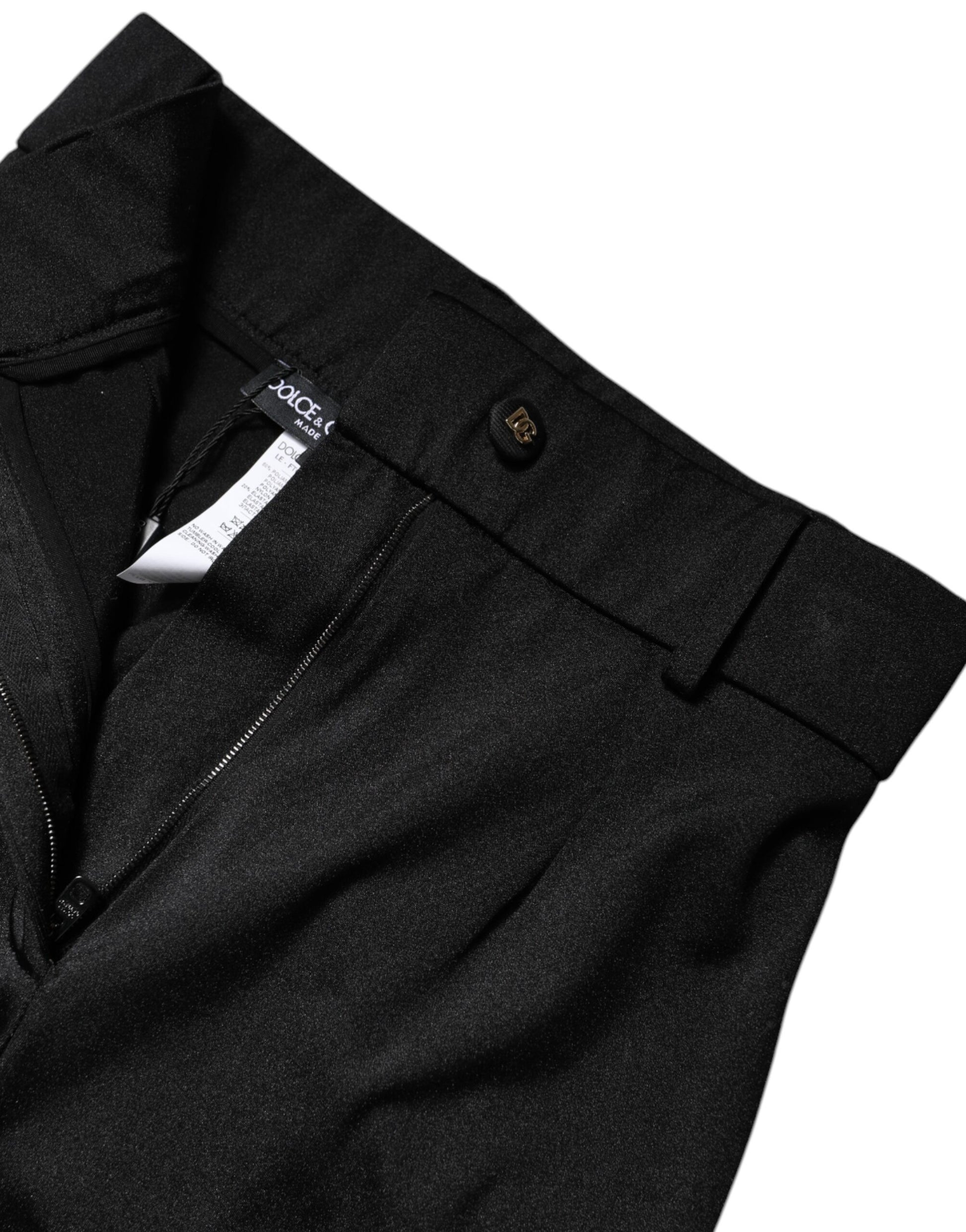 Dolce & Gabbana Black Nylon High Waist Slim Fit Pants - ClickThatClicks 