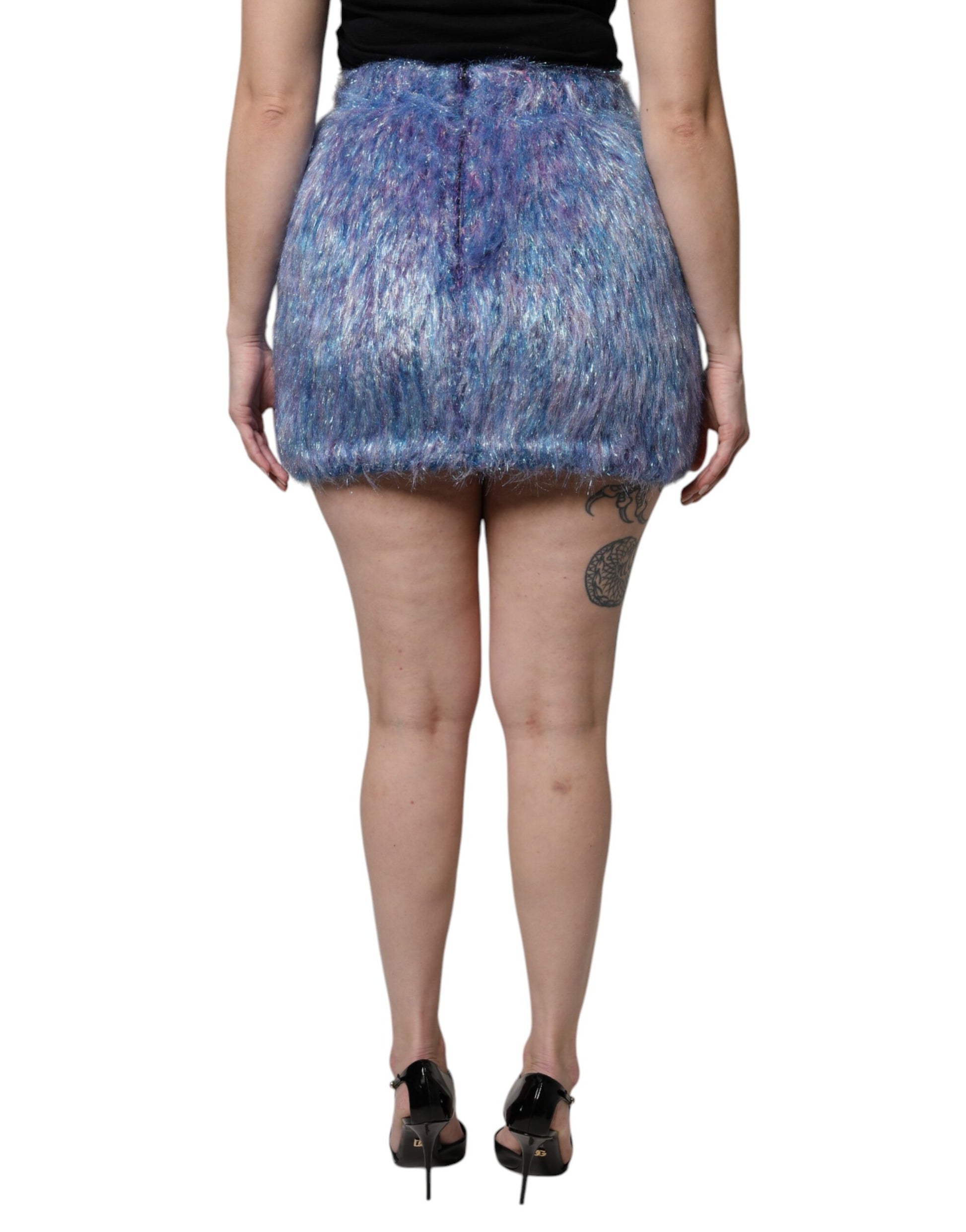 Dolce & Gabbana Multicolor Plush High Waist Mini Skirt - ClickThatClicks 