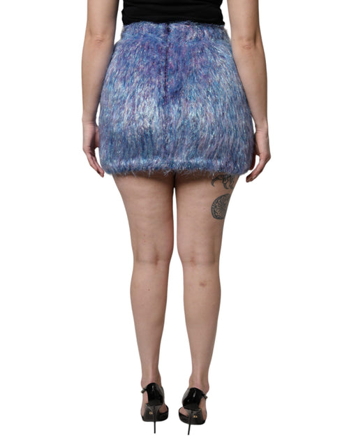 Dolce & Gabbana Multicolor Plush High Waist Mini Skirt - ClickThatClicks 