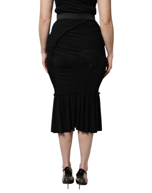Dolce & Gabbana Black Mermaid Cut High Waist Midi Skirt - ClickThatClicks 