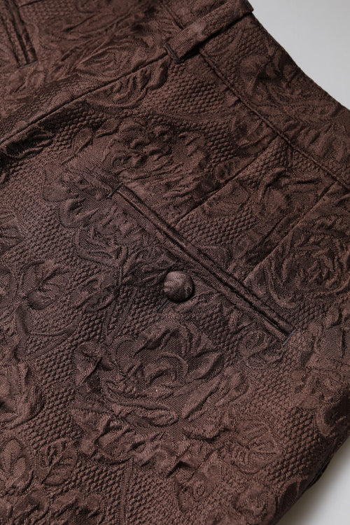 Dolce & Gabbana Brown Floral Brocade Mid Waist Mini Short - ClickThatClicks 