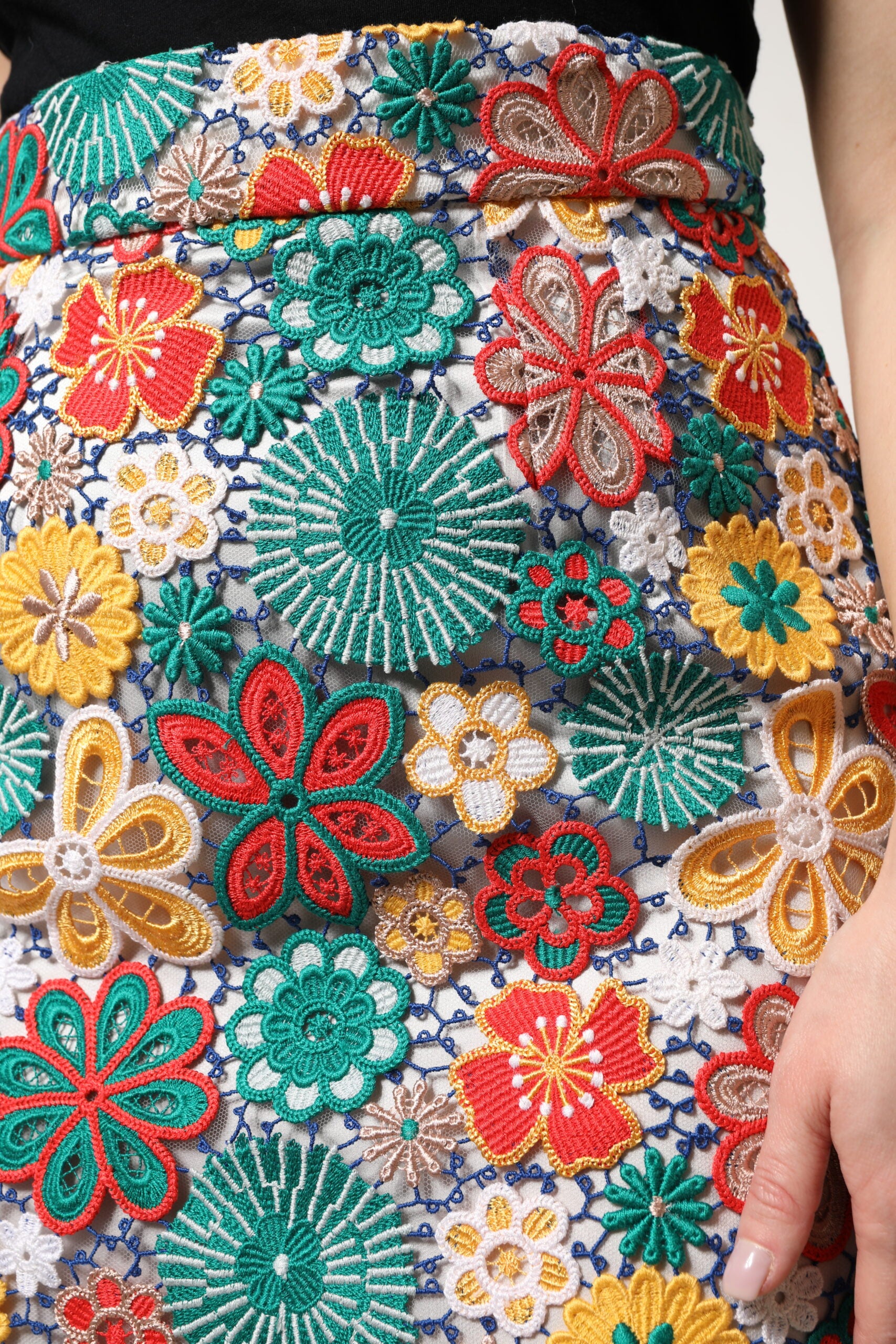 Dolce & Gabbana Multicolor Floral Lace High Waist Mini Skirt - ClickThatClicks 