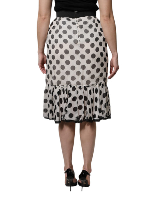Dolce & Gabbana White Black Polka Dots Knee Length Skirt - ClickThatClicks 