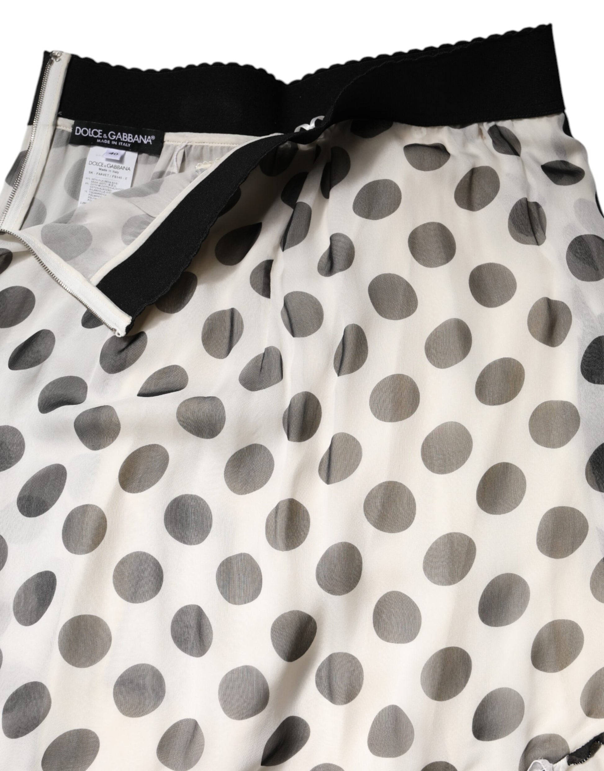 Dolce & Gabbana White Black Polka Dots Knee Length Skirt - ClickThatClicks 