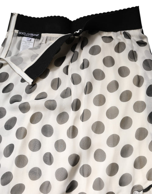 Dolce & Gabbana White Black Polka Dots Knee Length Skirt - ClickThatClicks 