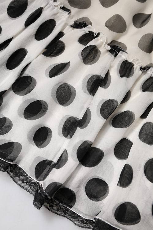 Dolce & Gabbana White Black Polka Dots Knee Length Skirt - ClickThatClicks 