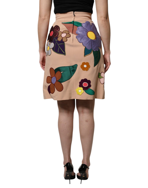 Dolce & Gabbana Beige Floral High Waist Pencil Cut Skirt - ClickThatClicks 