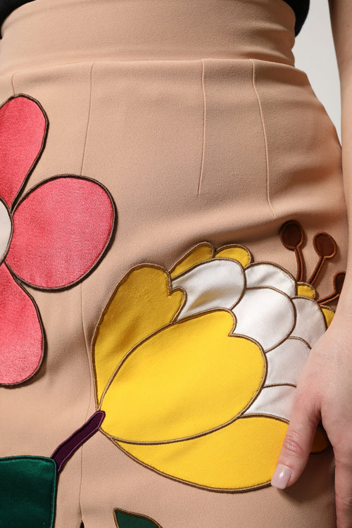 Dolce & Gabbana Beige Floral High Waist Pencil Cut Skirt - ClickThatClicks 