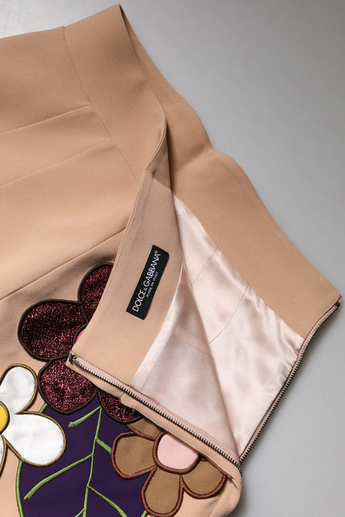 Dolce & Gabbana Beige Floral High Waist Pencil Cut Skirt - ClickThatClicks 