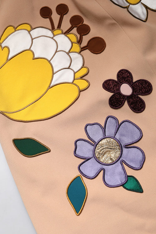 Dolce & Gabbana Beige Floral High Waist Pencil Cut Skirt - ClickThatClicks 