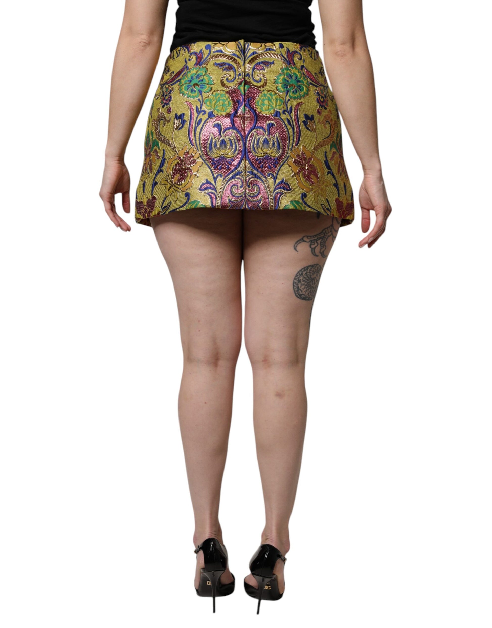 Dolce & Gabbana Multicolor Floral Jacquard Mid Waist Mini Skirt - ClickThatClicks 