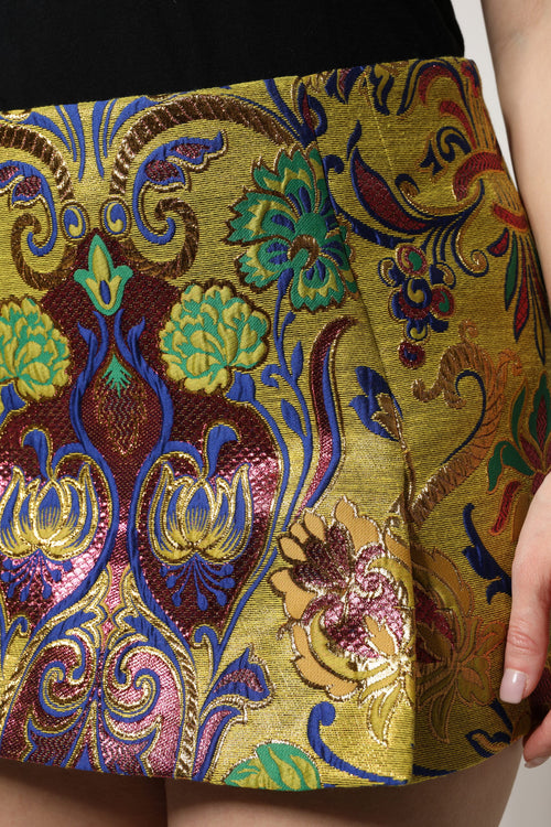 Dolce & Gabbana Multicolor Floral Jacquard Mid Waist Mini Skirt - ClickThatClicks 