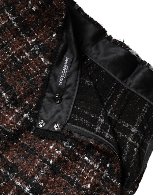 Dolce & Gabbana Multicolor High Waist Tartan Tweed Pencil Cut Skirt - ClickThatClicks 