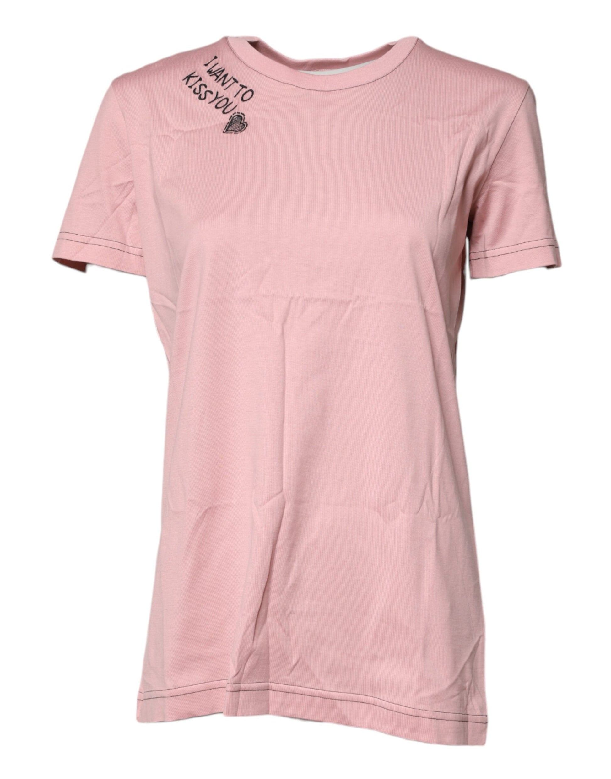 Dolce & Gabbana Pink Logo Print Cotton Crew Neck T-shirt - ClickThatClicks 