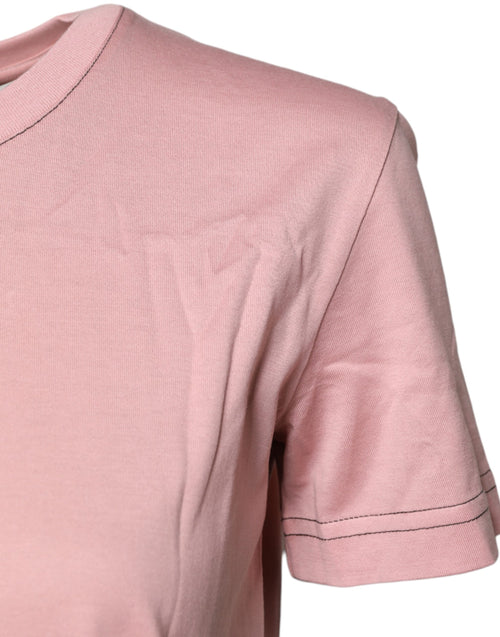 Dolce & Gabbana Pink Logo Print Cotton Crew Neck T-shirt - ClickThatClicks 