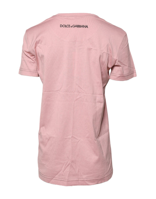 Dolce & Gabbana Pink Logo Print Cotton Crew Neck T-shirt - ClickThatClicks 